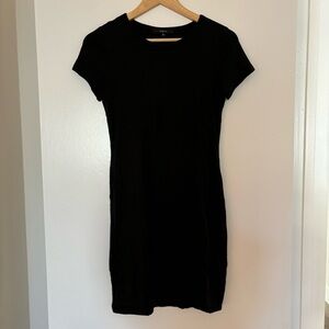 Quince Tencel Jersey T-Shirt Dress in Black (Medium)